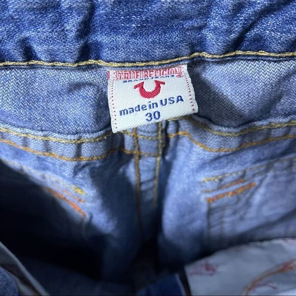 True Religion Distressed Blue Bootcut Jeans - Picture 4 of 8